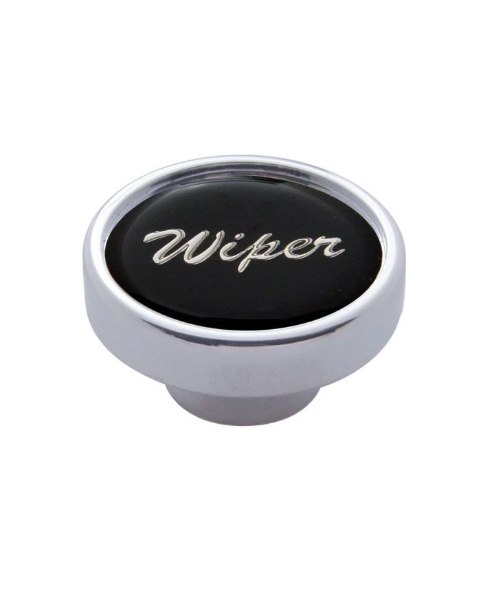 (CARD) CHROME DASH KNOB W/ GLOSSY "WIPER" STICKER - BLACK (CARD) CHROME DASH KNOB W/ GLOSSY "WIPER" STICKER - BLACK