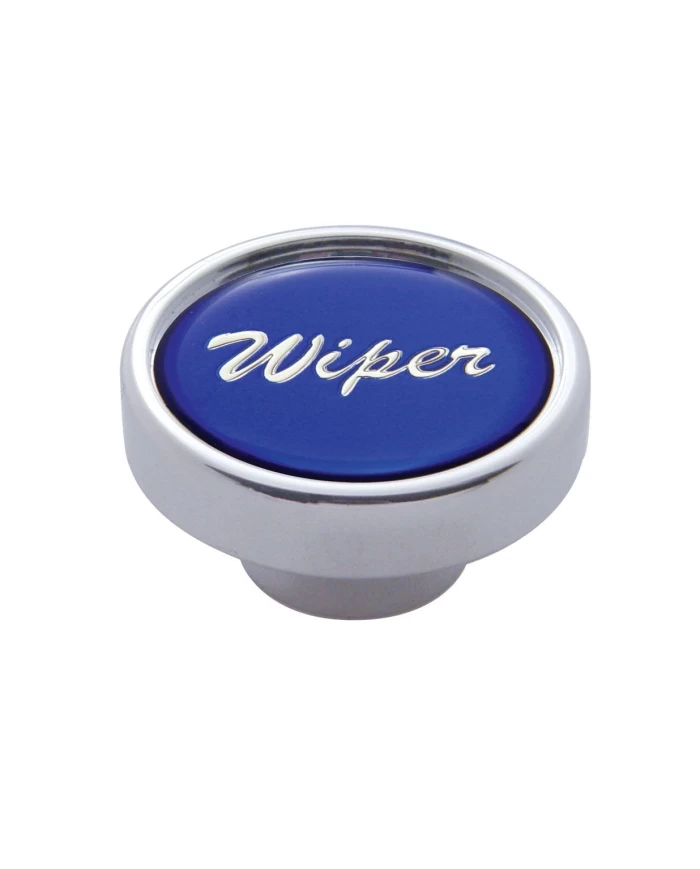 (CARD) CHROME DASH KNOB W/ GLOSSY "WIPER" STICKER - BLUE (CARD) CHROME DASH KNOB W/ GLOSSY "WIPER" STICKER - BLUE