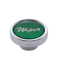 (CARD) CHROME DASH KNOB W/ GLOSSY "WIPER" STICKER - GREEN (CARD) CHROME DASH KNOB W/ GLOSSY "WIPER" STICKER - GREEN