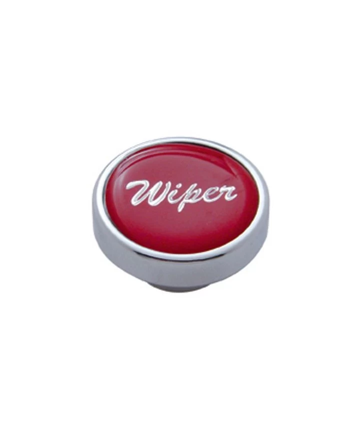 (CARD) CHROME DASH KNOB W/ GLOSSY "WIPER" STICKER - RED (CARD) CHROME DASH KNOB W/ GLOSSY "WIPER" STICKER - RED