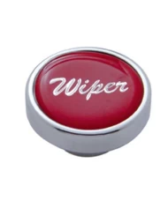 (CARD) CHROME DASH KNOB W/ GLOSSY "WIPER" STICKER - RED (CARD) CHROME DASH KNOB W/ GLOSSY "WIPER" STICKER - RED