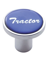 (CARD) CHROME AIR VALVE KNOB W/ GLOSSY "TRACTOR" STICKER - BLUE