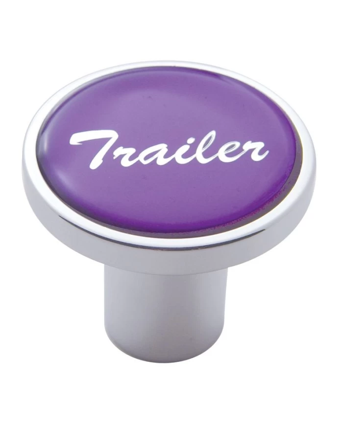 (CARD) CHROME AIR VALVE KNOB W/ GLOSSY "TRAILER" STICKER - PURPLE