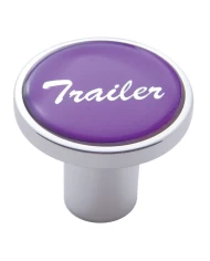 (CARD) CHROME AIR VALVE KNOB W/ GLOSSY "TRAILER" STICKER - PURPLE