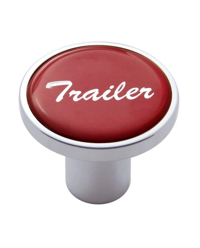 (CARD) CHROME AIR VALVE KNOB W/ GLOSSY "TRAILER" STICKER - RED