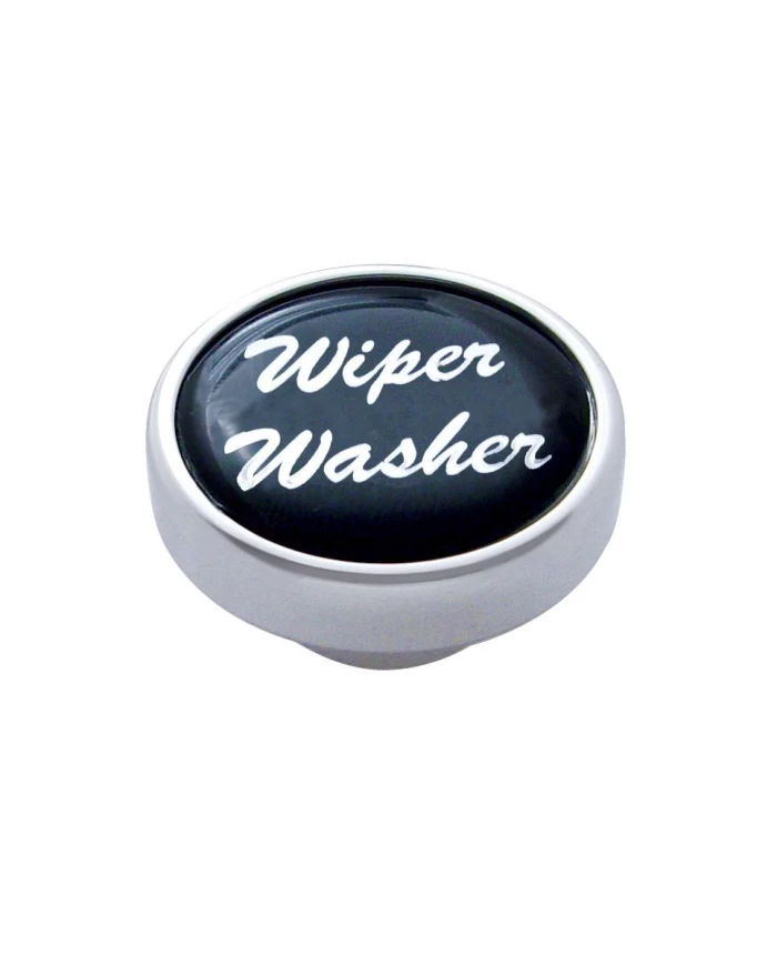 (CARD) CHROME AIR VALVE KNOB W/ GLOSSY "WIPER/WASHER" STICKER - BLACK