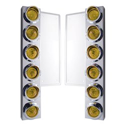 UP33057-FL SS Front Air Cleaner Bracket W/12X 9 LED 2" Beehive Lights & Visors -Amber LED & Lens (Pair)