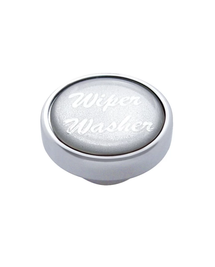 (CARD) CHROME AIR VALVE KNOB W/ GLOSSY "WIPER/WASHER" STICKER - SILVER