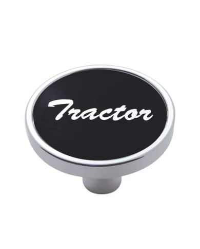 (CARD) CHROME SHORT PIN MOUNT AIR VALVE KNOB W/ ALUMINUM "TRACTOR" STICKER - BLACK (CARD) CHROME SHORT PIN MOUNT AIR VALVE KNOB W/ ALUMINUM "TRACTOR" STICKER - BLACK