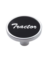 (CARD) CHROME SHORT PIN MOUNT AIR VALVE KNOB W/ ALUMINUM "TRACTOR" STICKER - BLACK (CARD) CHROME SHORT PIN MOUNT AIR VALVE KNOB W/ ALUMINUM "TRACTOR" STICKER - BLACK