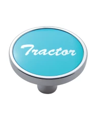 (CARD) CHROME SHORT PIN MOUNT AIR VALVE KNOB W/ ALUMINUM "TRACTOR" STICKER - BLUE (CARD) CHROME SHORT PIN MOUNT AIR VALVE KNOB W/ ALUMINUM "TRACTOR" STICKER - BLUE