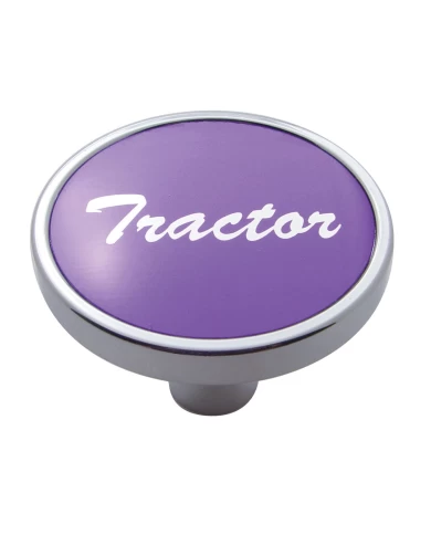 (CARD) CHROME SHORT PIN MOUNT AIR VALVE KNOB W/ ALUMINUM "TRACTOR" STICKER - PURPLE (CARD) CHROME SHORT PIN MOUNT AIR VALVE KNOB W/ ALUMINUM "TRACTOR" STICKER - PURPLE