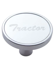 (CARD) CHROME SHORT PIN MOUNT AIR VALVE KNOB W/ ALUMINUM "TRACTOR" STICKER - SILVER (CARD) CHROME SHORT PIN MOUNT AIR VALVE KNOB W/ ALUMINUM "TRACTOR" STICKER - SILVER