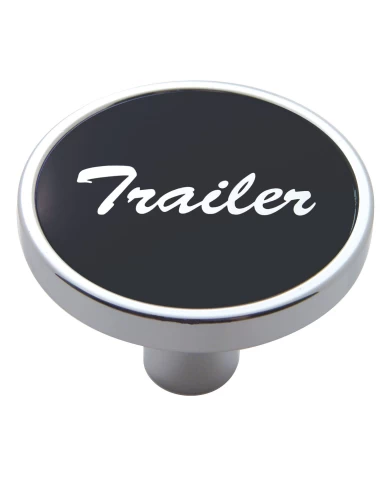 (CARD) CHROME SHORT PIN MOUNT AIR VALVE KNOB W/ ALUMINUM "TRAILER" STICKER - BLACK (CARD) CHROME SHORT PIN MOUNT AIR VALVE KNOB W/ ALUMINUM "TRAILER" STICKER - BLACK