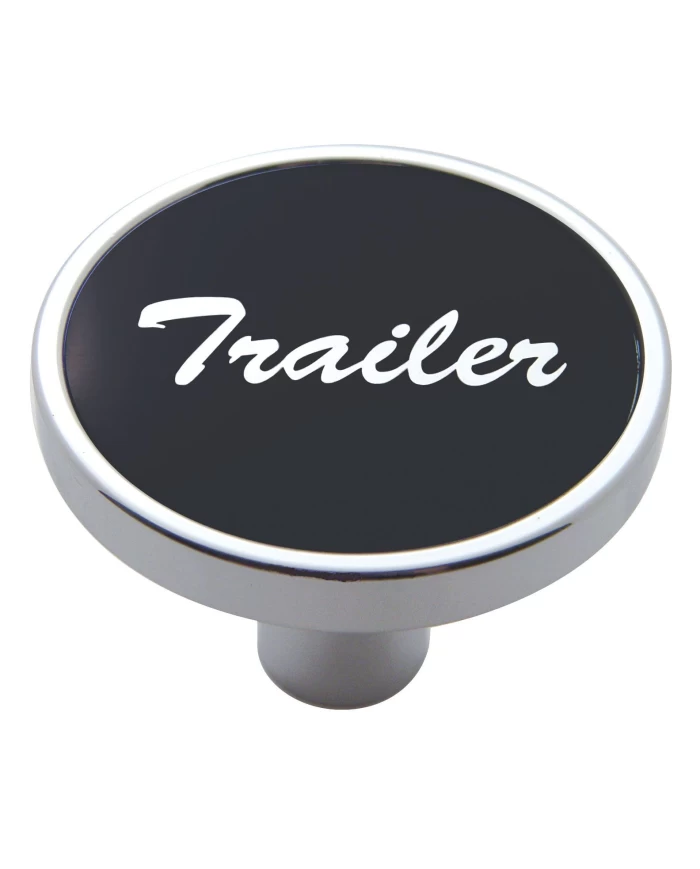 (CARD) CHROME SHORT PIN MOUNT AIR VALVE KNOB W/ ALUMINUM "TRAILER" STICKER - BLACK (CARD) CHROME SHORT PIN MOUNT AIR VALVE KNOB W/ ALUMINUM "TRAILER" STICKER - BLACK