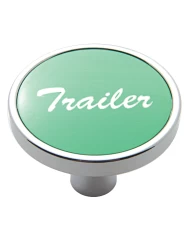 (CARD) CHROME SHORT PIN MOUNT AIR VALVE KNOB W/ ALUMINUM "TRAILER" STICKER - GREEN (CARD) CHROME SHORT PIN MOUNT AIR VALVE KNOB W/ ALUMINUM "TRAILER" STICKER - GREEN