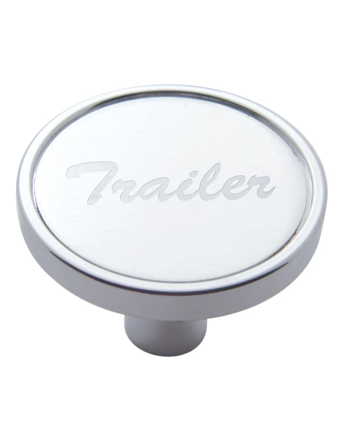(CARD) CHROME SHORT PIN MOUNT AIR VALVE KNOB W/ ALUMINUM "TRAILER" STICKER - SILVER (CARD) CHROME SHORT PIN MOUNT AIR VALVE KNOB W/ ALUMINUM "TRAILER" STICKER - SILVER