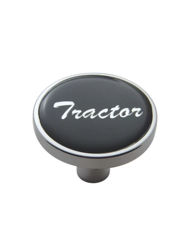 (CARD) CHROME SHORT PIN MOUNT AIR VALVE KNOB W/ GLOSSY "TRACTOR" STICKER - BLACK (CARD) CHROME SHORT PIN MOUNT AIR VALVE KNOB W/ GLOSSY "TRACTOR" STICKER - BLACK