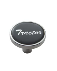 (CARD) CHROME SHORT PIN MOUNT AIR VALVE KNOB W/ GLOSSY "TRACTOR" STICKER - BLACK (CARD) CHROME SHORT PIN MOUNT AIR VALVE KNOB W/ GLOSSY "TRACTOR" STICKER - BLACK