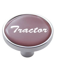 (CARD) CHROME SHORT PIN MOUNT AIR VALVE KNOB W/ GLOSSY "TRACTOR" STICKER - RED (CARD) CHROME SHORT PIN MOUNT AIR VALVE KNOB W/ GLOSSY "TRACTOR" STICKER - RED
