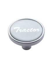 (CARD) CHROME SHORT PIN MOUNT AIR VALVE KNOB W/ GLOSSY "TRACTOR" STICKER - SILVER (CARD) CHROME SHORT PIN MOUNT AIR VALVE KNOB W/ GLOSSY "TRACTOR" STICKER - SILVER