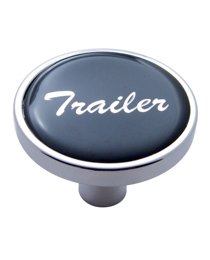 (CARD) CHROME SHORT PIN MOUNT AIR VALVE KNOB W/ GLOSSY "TRAILER" STICKER - BLACK (CARD) CHROME SHORT PIN MOUNT AIR VALVE KNOB W/ GLOSSY "TRAILER" STICKER - BLACK