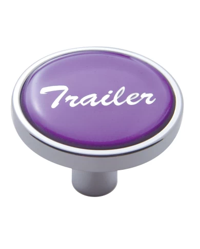 (CARD) CHROME SHORT PIN MOUNT AIR VALVE KNOB W/ GLOSSY "TRAILER" STICKER - PURPLE (CARD) CHROME SHORT PIN MOUNT AIR VALVE KNOB W/ GLOSSY "TRAILER" STICKER - PURPLE