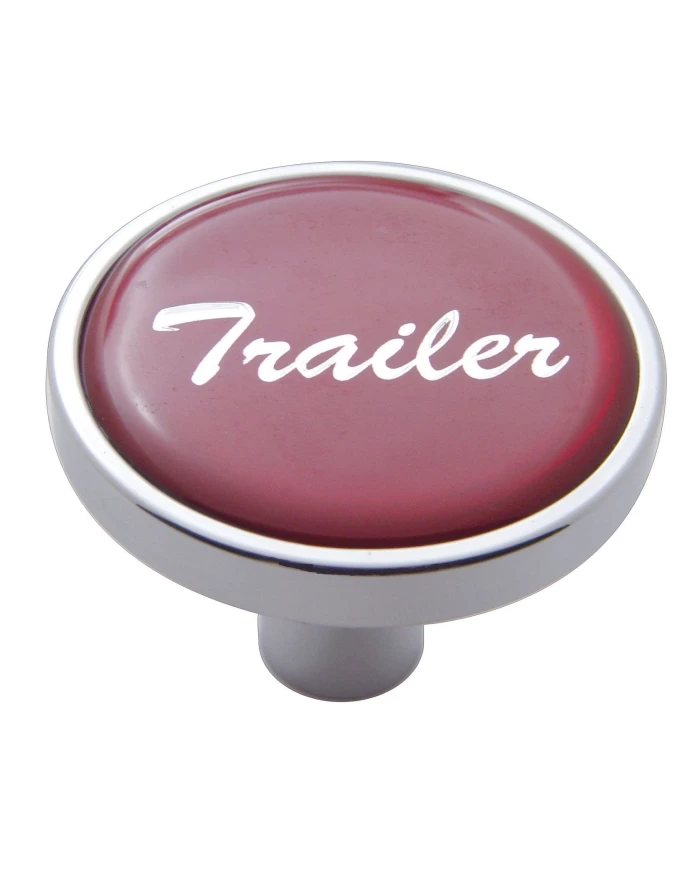 (CARD) CHROME SHORT PIN MOUNT AIR VALVE KNOB W/ GLOSSY "TRAILER" STICKER - RED (CARD) CHROME SHORT PIN MOUNT AIR VALVE KNOB W/ GLOSSY "TRAILER" STICKER - RED