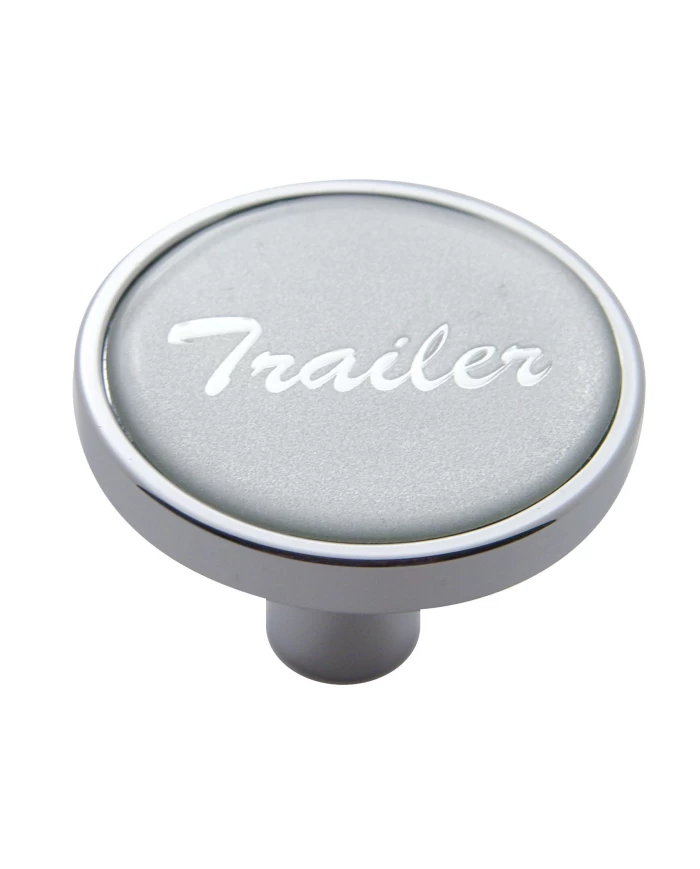 (CARD) CHROME SHORT PIN MOUNT AIR VALVE KNOB W/ GLOSSY "TRAILER" STICKER - SILVER (CARD) CHROME SHORT PIN MOUNT AIR VALVE KNOB W/ GLOSSY "TRAILER" STICKER - SILVER