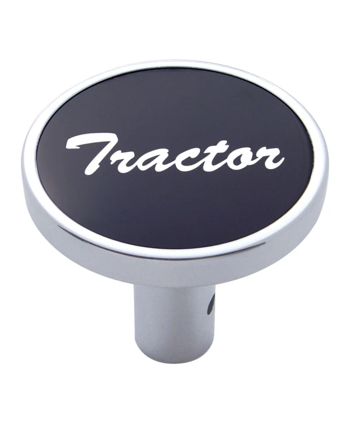 (CARD) CHROME LONG PIN MOUNT AIR VALVE KNOB W/ ALUMINUM "TRACTOR" STICKER - BLACK (CARD) CHROME LONG PIN MOUNT AIR VALVE KNOB W/ ALUMINUM "TRACTOR" STICKER - BLACK