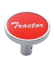 (CARD) CHROME LONG PIN MOUNT AIR VALVE KNOB W/ ALUMINUM "TRACTOR" STICKER - RED (CARD) CHROME LONG PIN MOUNT AIR VALVE KNOB W/ ALUMINUM "TRACTOR" STICKER - RED
