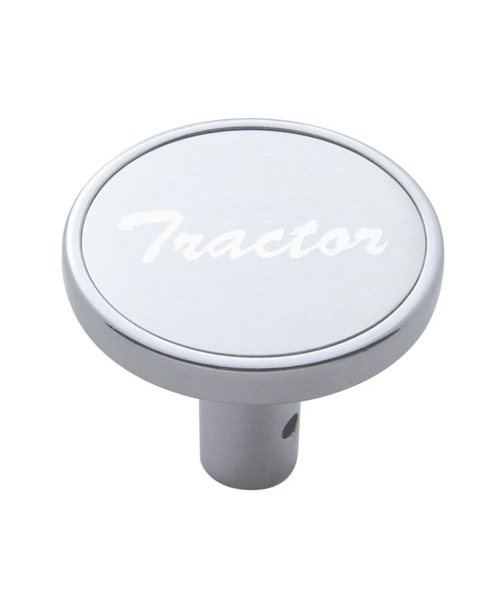 (CARD) CHROME LONG PIN MOUNT AIR VALVE KNOB W/ ALUMINUM "TRACTOR" STICKER - SILVER (CARD) CHROME LONG PIN MOUNT AIR VALVE KNOB W/ ALUMINUM "TRACTOR" STICKER - SILVER