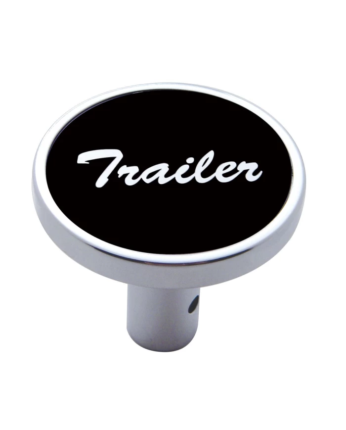 (CARD) CHROME LONG PIN MOUNT AIR VALVE KNOB W/ ALUMINUM "TRAILER" STICKER - BLACK