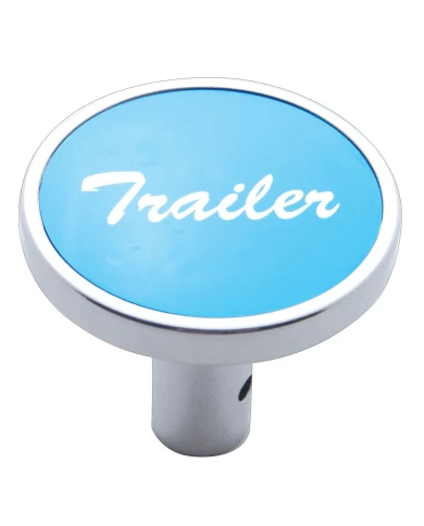 (CARD) CHROME LONG PIN MOUNT AIR VALVE KNOB W/ ALUMINUM "TRAILER" STICKER - BLUE (CARD) CHROME LONG PIN MOUNT AIR VALVE KNOB W/ ALUMINUM "TRAILER" STICKER - BLUE