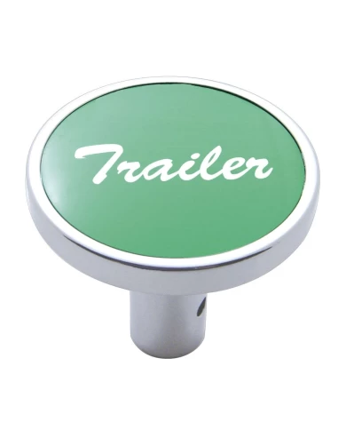 (CARD) CHROME LONG PIN MOUNT AIR VALVE KNOB W/ ALUMINUM "TRAILER" STICKER - GREEN (CARD) CHROME LONG PIN MOUNT AIR VALVE KNOB W/ ALUMINUM "TRAILER" STICKER - GREEN