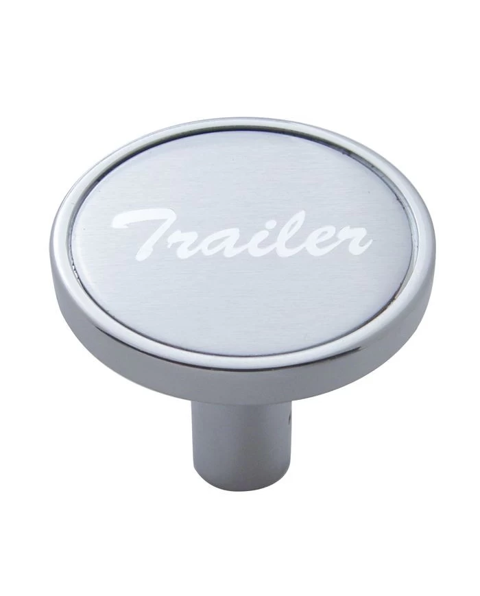 (CARD) CHROME LONG PIN MOUNT AIR VALVE KNOB W/ ALUMINUM "TRAILER" STICKER - SILVER (CARD) CHROME LONG PIN MOUNT AIR VALVE KNOB W/ ALUMINUM "TRAILER" STICKER - SILVER