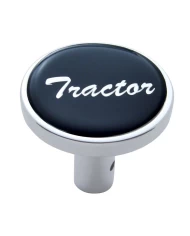 (CARD) CHROME LONG PIN MOUNT AIR VALVE KNOB W/ GLOSSY "TRACTOR" STICKER - BLACK