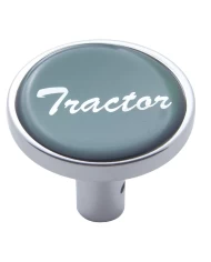 (CARD) CHROME LONG PIN MOUNT AIR VALVE KNOB W/ GLOSSY "TRACTOR" STICKER - GREEN