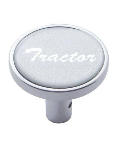 (CARD) CHROME LONG PIN MOUNT AIR VALVE KNOB W/ GLOSSY "TRACTOR" STICKER - SILVER (CARD) CHROME LONG PIN MOUNT AIR VALVE KNOB W/ GLOSSY "TRACTOR" STICKER - SILVER