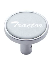 (CARD) CHROME LONG PIN MOUNT AIR VALVE KNOB W/ GLOSSY "TRACTOR" STICKER - SILVER