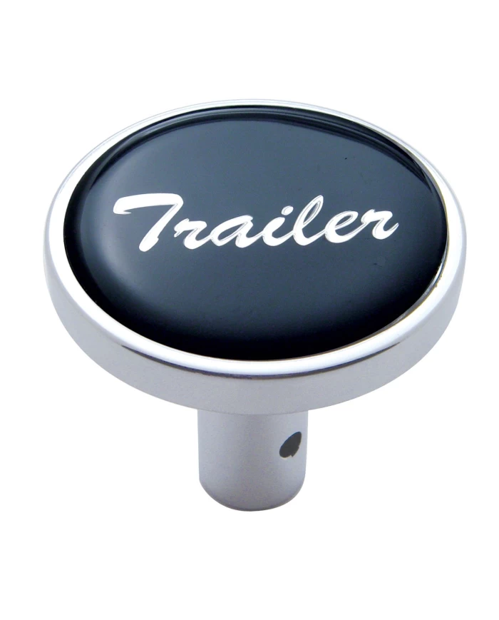 (CARD) CHROME LONG PIN MOUNT AIR VALVE KNOB W/ GLOSSY "TRAILER" STICKER - BLACK (CARD) CHROME LONG PIN MOUNT AIR VALVE KNOB W/ GLOSSY "TRAILER" STICKER - BLACK