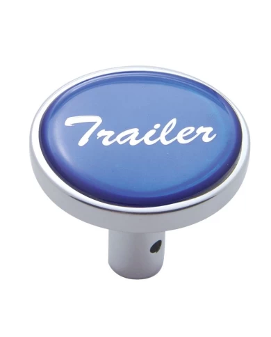 (CARD) CHROME LONG PIN MOUNT AIR VALVE KNOB W/ GLOSSY "TRAILER" STICKER - BLUE (CARD) CHROME LONG PIN MOUNT AIR VALVE KNOB W/ GLOSSY "TRAILER" STICKER - BLUE