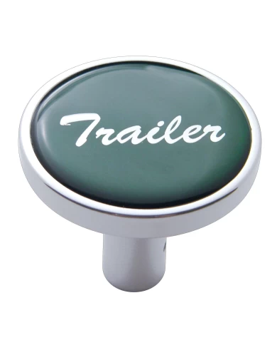 (CARD) CHROME LONG PIN MOUNT AIR VALVE KNOB W/ GLOSSY "TRAILER" STICKER - GREEN (CARD) CHROME LONG PIN MOUNT AIR VALVE KNOB W/ GLOSSY "TRAILER" STICKER - GREEN