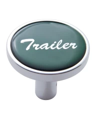 (CARD) CHROME LONG PIN MOUNT AIR VALVE KNOB W/ GLOSSY "TRAILER" STICKER - GREEN (CARD) CHROME LONG PIN MOUNT AIR VALVE KNOB W/ GLOSSY "TRAILER" STICKER - GREEN