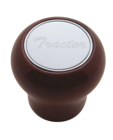 (CARD) WOOD AIR VALVE KNOB W/ STAINLESS STEEL "TRACTOR" PLAQUE (CARD) WOOD AIR VALVE KNOB W/ STAINLESS STEEL "TRACTOR" PLAQUE