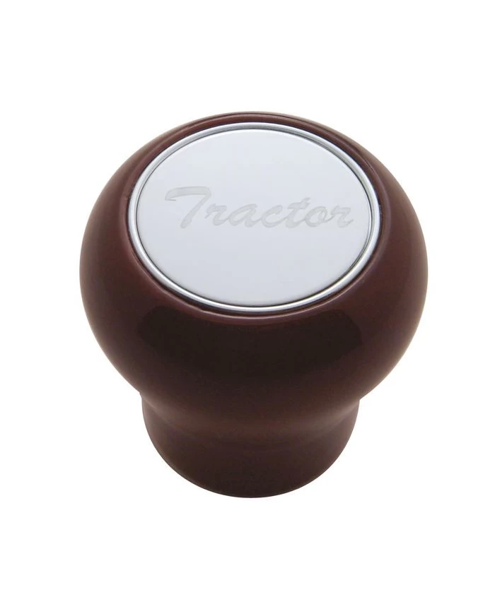 (CARD) WOOD AIR VALVE KNOB W/ STAINLESS STEEL "TRACTOR" PLAQUE (CARD) WOOD AIR VALVE KNOB W/ STAINLESS STEEL "TRACTOR" PLAQUE