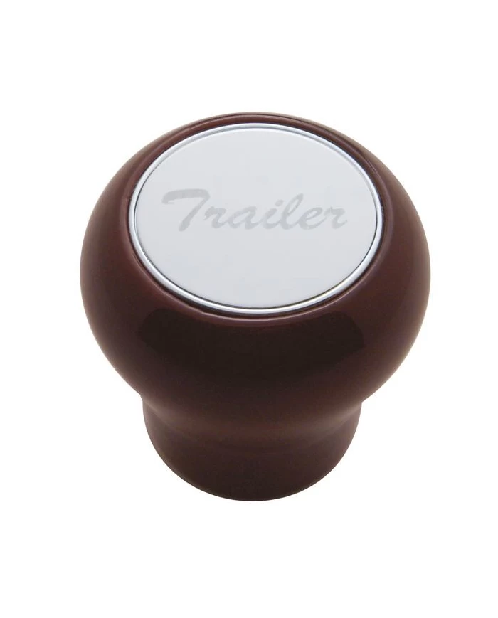 (CARD) WOOD AIR VALVE KNOB W/ STAINLESS STEEL "TRAILER" PLAQUE