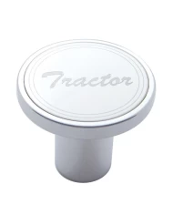 (CARD) CHROME AIR VALVE KNOB W/ STAINLESS STEEL "TRACTOR" PLAQUE - CURSIVE SCRIPT (CARD) CHROME AIR VALVE KNOB W/ STAINLESS STEEL "TRACTOR" PLAQUE - CURSIVE SCRIPT