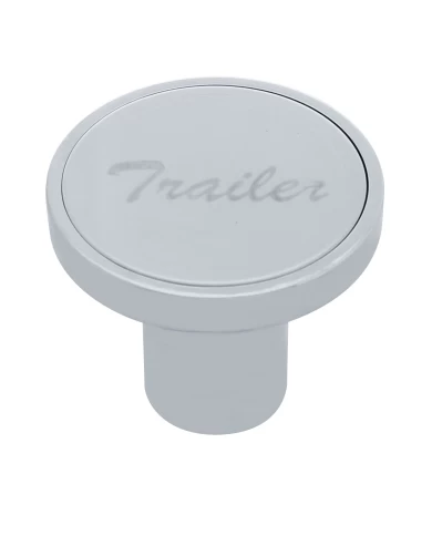 (CARD) CHROME AIR VALVE KNOB W/ STAINLESS STEEL "TRAILER" PLAQUE - CURSIVE SCRIPT (CARD) CHROME AIR VALVE KNOB W/ STAINLESS STEEL "TRAILER" PLAQUE - CURSIVE SCRIPT