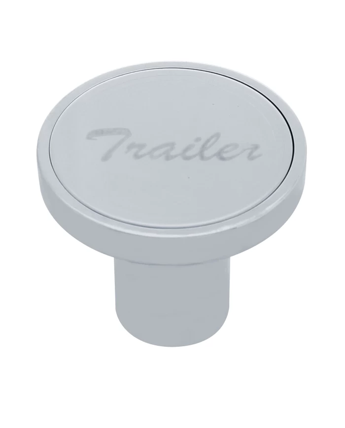 (CARD) CHROME AIR VALVE KNOB W/ STAINLESS STEEL "TRAILER" PLAQUE - CURSIVE SCRIPT